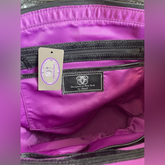 Sharif 100% Leather NWT Shoulder Bag Hand Painted Floral Flowers - Picture 12 of 17